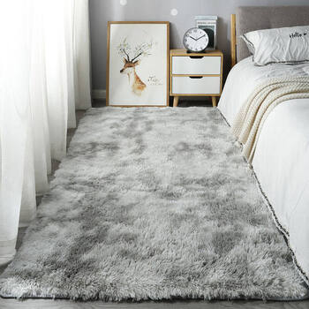 Jun yuexi bedroom carpet light luxury high-end no-wash living room 2025 new bedside blanket wipeable carpet floor mat room coffee table plush tie-dyed light gray soft and thickened 200cm*400cm