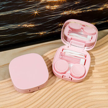 Fantasy color glasses case portable compact storage box strawberry pink invisible contact lens box 丨multiple storage
