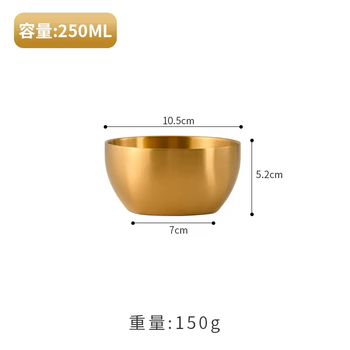 Yusenyi korean 304 stainless steel rice bowl double-layer anti-scald soup bowl children's eating bowl commercial golden cooking kimchi bowl square bowl 10cm golden