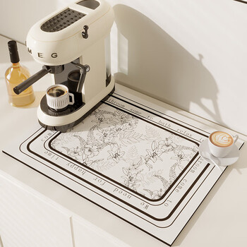 Fantasy coffee machine absorbent mat kitchen countertop drain mat anti-scalding anti-slip mat diatom mud soft mat bar cup and dish mat exquisite life right angle 50x80cm