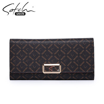 Satchi new women's wallet women's long simple japanese and korean version wallet counter same style wallet women's large capacity ticket holder trendy brown/dark red