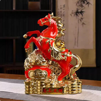 Fat donglai's same style of the year of the horse intangible cultural heritage wine set jingdezhen ceramic empty wine bottle household sealed 5 catties zodiac sign purchase 5 catties red horse naked bottle