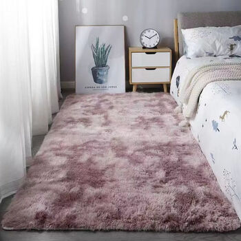 Fantasy carpet bedroom bedside blanket plush thickened new home cushion girl's room living room coffee table blanket supports customization tie-dye pink purple 60x160cm