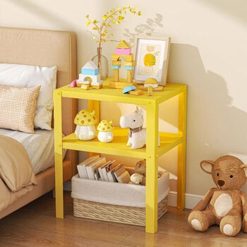Fantasy home storage rack book audio-visual shelf bedside storage rack ins style double-layer dopamine storage shelf yellow two-layer 370x280x450
