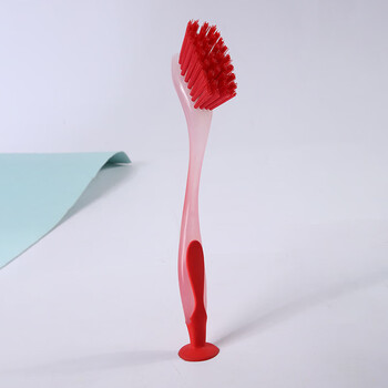 Yusenyi pot brush does not damage the pot, colorful upright long-handled cleaning brush, suction cup, sink pot brush, dishwashing brush, kitchen brush, red 1 piece, strong cleaning power