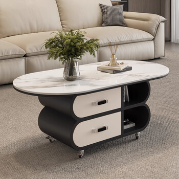 Orange is also a modern and simple slate movable trolley coffee table for living room, small apartment, sofa side table, light luxury and high-end feeling.