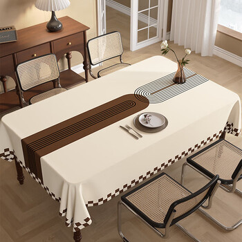 Qiaobolai tablecloth, light luxury, insulated, waterproof, oil-proof, american tablecloth, 2025 new style, anti-scalding, no-wash coffee table tablecloth, ni tablecloth 90cmx180cm, waterproof, oil-proof, anti-scalding, anluo