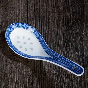 Tuojin translucent spoon ceramic tableware blue and white porcelain exquisite small spoon translucent ceramic spoon spoon blue and white exquisite small spoon single