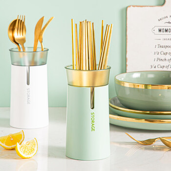 Tuojin german imported quality dining table chopstick barrel drain rack dining table kitchen storage spoon chopsticks storage box single light green