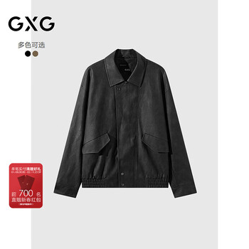 Gxg men's lapel commuting casual jacket pu leather loose jacket men's jacket 2025 autumn new product black 2xl