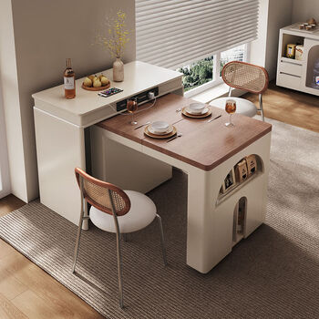 Fantasy retractable island table dining table side cabinet island table dining table integrated guide table plus dining table style dining table with tea cart telescopic folding 5-year warranty for damage