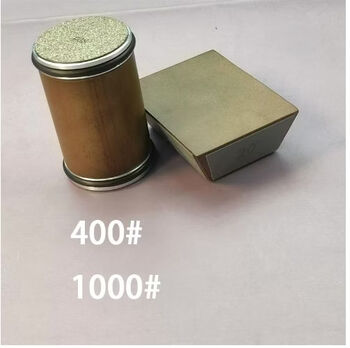 Jieyunmao drum knife sharpener round double-sided four-angle sharpening stone diamond roller kitchen knife knife stone tungsten steel 4-angle knife sharpener wood color 400 mesh and 1000 mesh one size