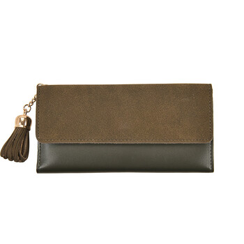 Dl fat donglai same style 2025 spring new frosted wallet women's long korean version thin new style student simple buckle two green