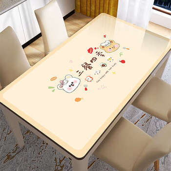 Yusenyi soft glass table mat rectangular tablecloth wipeable and disposable cocoa cut festive waterproof and oilproof four seasons catering 80x150cm