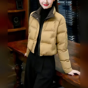 Fabric story luofen flagship store women's winter new short style fashion versatile temperament windproof warm down jacket women yellow down jacket s