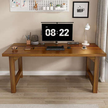 Yusenyi desk computer desk desktop rectangular student home study long desk desk desk dark walnut color 50mm thickened desktop 140x60x75cm
