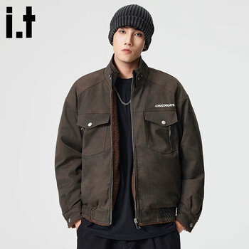 Chocoolateit american motorcycle leather jacket men's autumn new tie-dye retro jacket men's gray l