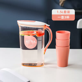 Yusenyi large capacity cooling kettle household high temperature resistant cool white set water cup cold boiled kettle plastic refrigerator high kettle strawberry red single pot (1500ml)-3 cups 1500l