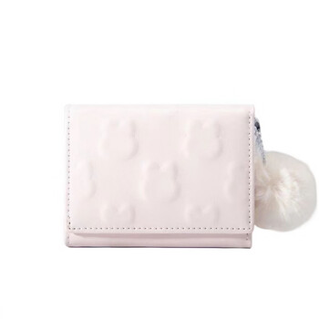 Domestic products, carefully selected cute small wallets for ladies, students, pull me, three-fold wallet, fresh, versatile, creative, niche, pink-3143