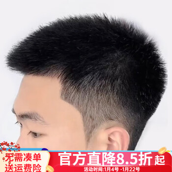 Bell show wig for men with short hair and short hair, single-layer breathable inner mesh, hand-woven craftsmanship, light and thin head replacement piece, 3.0 non-spin chinese short hair, 13*18, black, straight hair