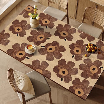 Fantasy imitation wood grain table mat waterproof and oil-proof no-wash table cloth special-shaped small flower leather table mat anti-scalding and high temperature resistance 60x100cm waterproof and oil-proof t kapok love note
