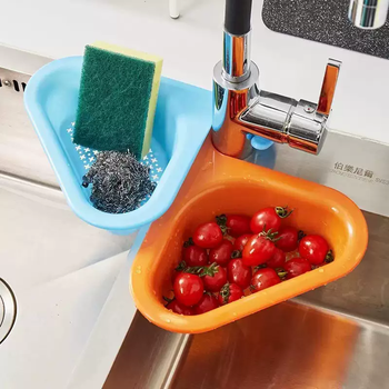 Yusenyi sink swan drain blue dry and wet separation plastic vegetable washing sink drain basket drain rack dry and wet separation sink default