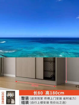 Yusenyi simple wardrobe home bedroom small apartment new 2024 hot style cabinet rental house with sliding door hanging wardrobe 2 doors (molandica) 80cm long wardrobe thickening upgrade complete decoration