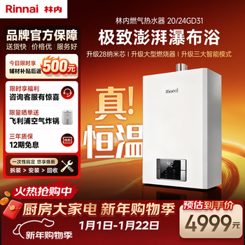 Rinnai beluga 20-liter gas water heater natural gas large water volume 20gd31 (jsq40-gd31)