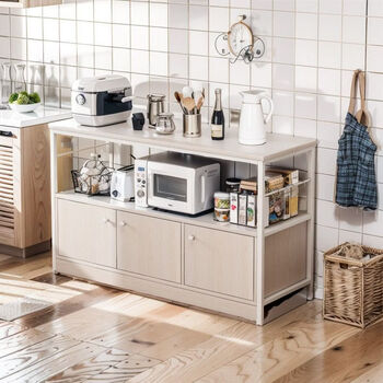 Fantasy kitchen rack storage cabinet microwave storage cabinet cabinet sideboard home meal preparation table cabinet storage cabinet upgraded steel frame maple cherry wood color 80x30x79