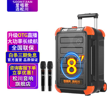 Songchuan international ss6 outdoor high volume square dance audio mobile trolley home high power karaoke singing mobile bluetooth speaker stage live broadcast sound card all-in-one machine with wireless microphone ss6-08h wireless microphone*2+sound card live broadcast+gift package