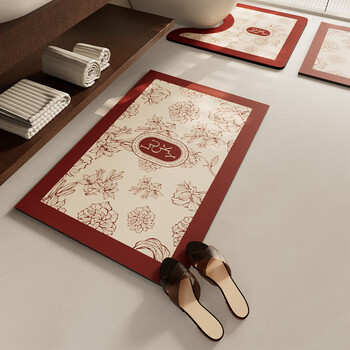 Fantasy bathroom bathroom diatom mud absorbent mat bathroom door mat new year quick-drying anti-slip toilet u-shaped mat xile+model+rectangular 40x60cm small size absorbent floor mat