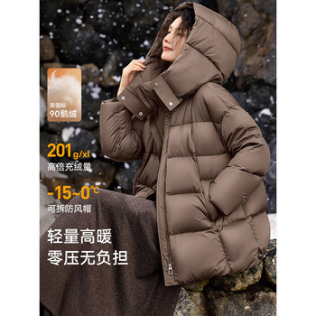 Xwi xinwei lightweight warm hooded down jacket women's winter slimming but not bloated 90 white goose down jacket
