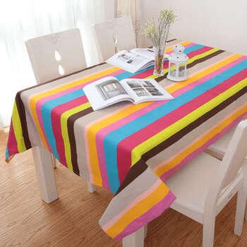 Fantasy style canvas striped tablecloth tablecloth table mat tablecloth coffee table cover colorful stripes 90x90cm (free shipping for two pieces)