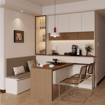 Genji wood language chinese antique style sideboard wall storage cabinet living room home wine cabinet rotating dining table storage cabinet customization a style length 160 height 95 cream white + indy walnut (enf grade)