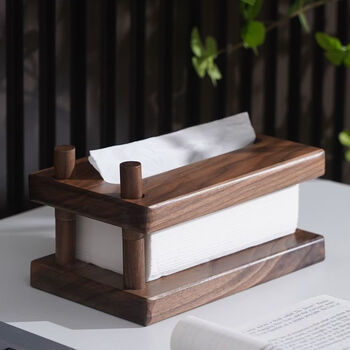 Fantasy light luxury black walnut solid wood desktop tissue box paper box home living room walnut wood high-end storage black walnut (rubbed with wood wax oil)