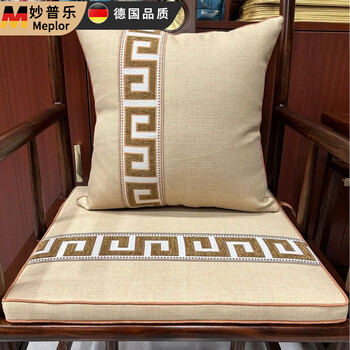 Miaopule new chinese style pillow, light luxury and high-end sense, chinese style landscape painting, jacquard soft cushion, living room pillow, sofa pillow case, auspicious pattern champagne yellow, pillow core included, pillow core included, 55*55 (removable and washable)