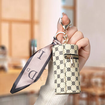 Domestic products carefully selected high-luxury coin purse pendant headphone bag lipstick mini key chain bag retro bucket mouth simple hanging apricot color