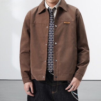 Luo meng autumn jacket men's 2025 new style handsome trendy brand high-end lapel spring and autumn clothes fashionable men's jacket coffee color 2xl /140-155 catties