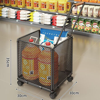 Fantasy toy storage box foldable clothes and pants storage box wheeled trolley book box household large-capacity storage basket black trolley