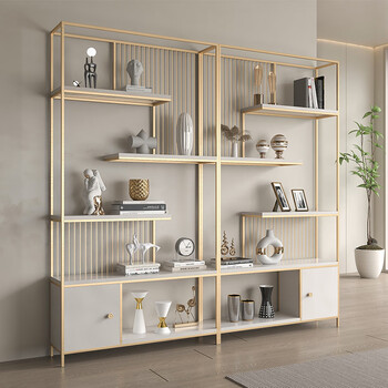 Yong huan office metal bogu shelves simple modern beauty salon display shelf customized iron bookshelf floor-standing storage rack black cabinet left 80x25x190