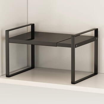 Fantasy kitchen rack under the sink cabinet layered rack countertop table top retractable cabinet dish storage rack home short panel black