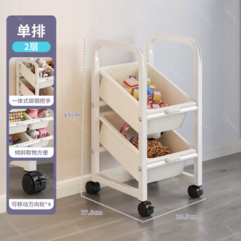 Yusenyi children's toy storage rack floor-standing multi-layer large-capacity storage rack for household babies simple classification and organization of storage boxes, upgraded and thickened (single row 2 layers and 2 boxes diagonally placed) stable and not shaking, smooth pushing and pulling, 2 layers