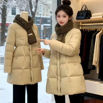 Woodpecker (tucano) unique and super beautiful white duck down jacket women's 2025 winter new mid-length thick warm small jacket khaki s 90-105 jin