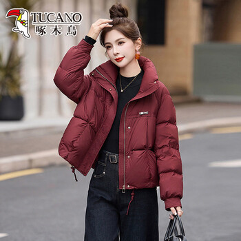 Woodpecker down jacket women's short loose large size 2026 new winter fashion elegant small design warm jacket ankola red s 90-105 catties