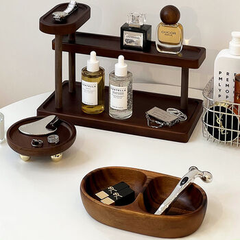 Fantasy style storage box, dressing table, skin care product storage rack, entryway table storage rack, retro color double layer, retro desktop storage rack