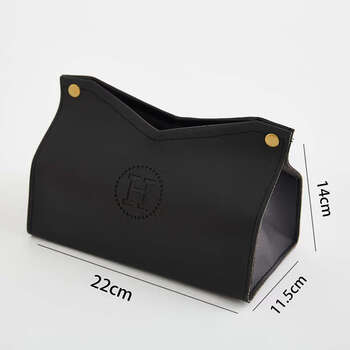 Fantasy creative simple leather tissue box living room high-end light luxury household high-end decorative paper box car paper box with black embossed h