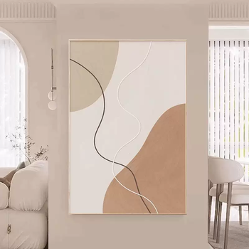 Yusenyi living room decoration painting entrance cream style sofa background wall floor painting morandi minimalist abstract high-level artaa style black (brushed aluminum alloy picture frame) 1-art canvas painting (matte effect clear texture cotton and linen oil 100x150cm