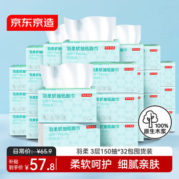 Jingdong tokyo tissue paper, yurou paper towels, 3 layers, 150 sheets*32 packs, s size, toilet paper, napkins, hand towels, whole box