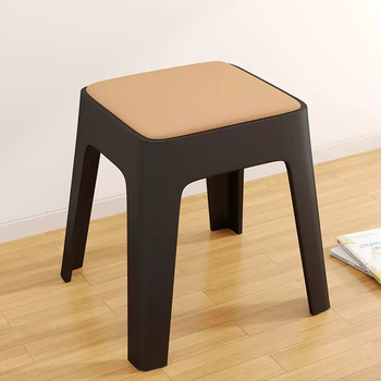 Yusenyi plastic now stool thickened stackable simple stool home dining table small chair stool bench low stool sofa commercial 4 pieces black coffee short style l.hf upgraded strengthened pp material thickened soft pack leather cushion