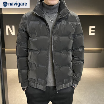 Navigare italian sailing down jacket men's thin short style winter new trendy brand handsome stand-up collar white duck down warmth black m